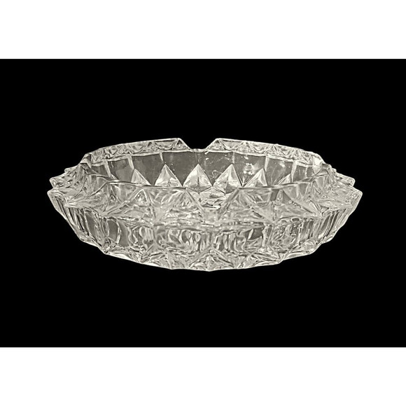Vintage Cut Clear Glass Cigar Cigarette Ashtray 7 Inch Heavy MCM - Picture 4 of 6